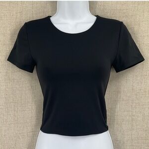 Babaton Contour Crew Neck Top Women S Black Short Sleeve Minimalist Aritzia